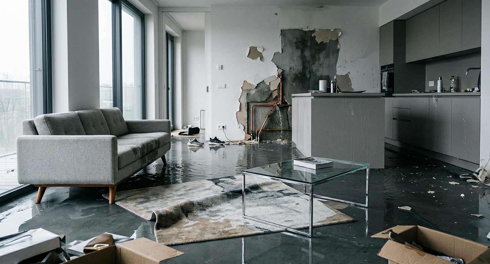 Dégâts causés par une fuite d’eau dans un appartement