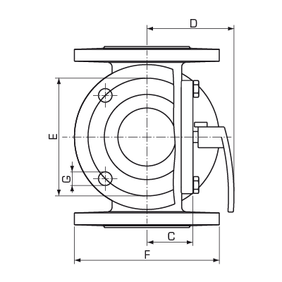 Detail ovládacej páky a stupnice ventilu ESBE 4F 80