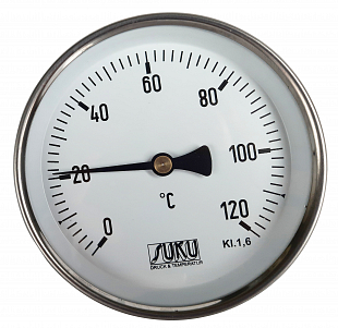 Teploměr SUKU, D 100, L 160, 0-120°C + jímka 1/2 (C31.000128)